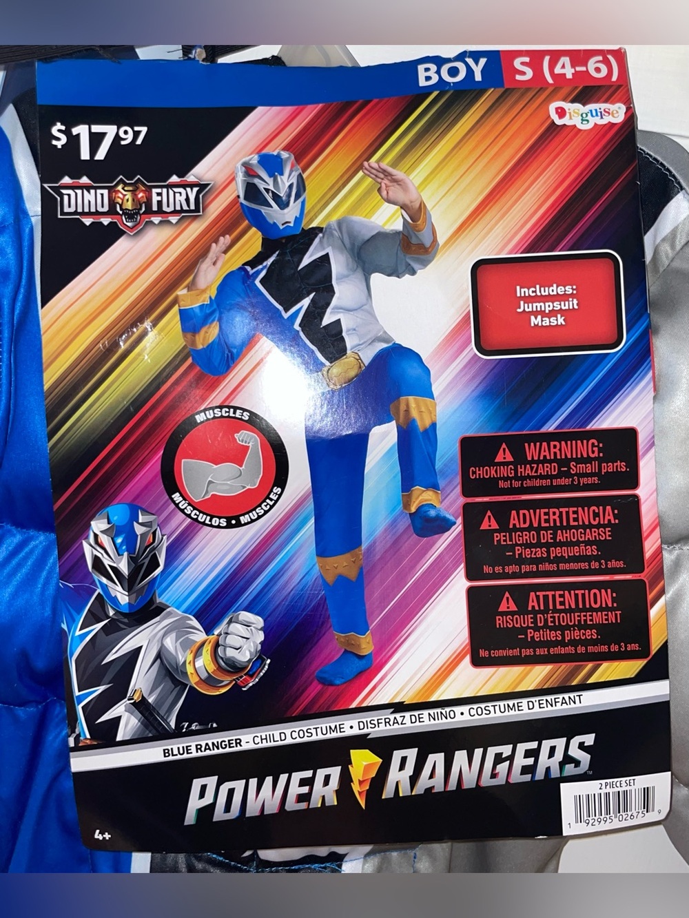 Blue Power Rangers Dino Fury Costume (4-6) - Picture 2 of 7